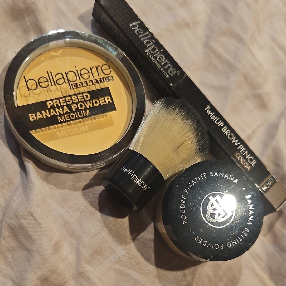 Bella Pierre Banana Setting Powder, Kabuki. And Brow Pencil
